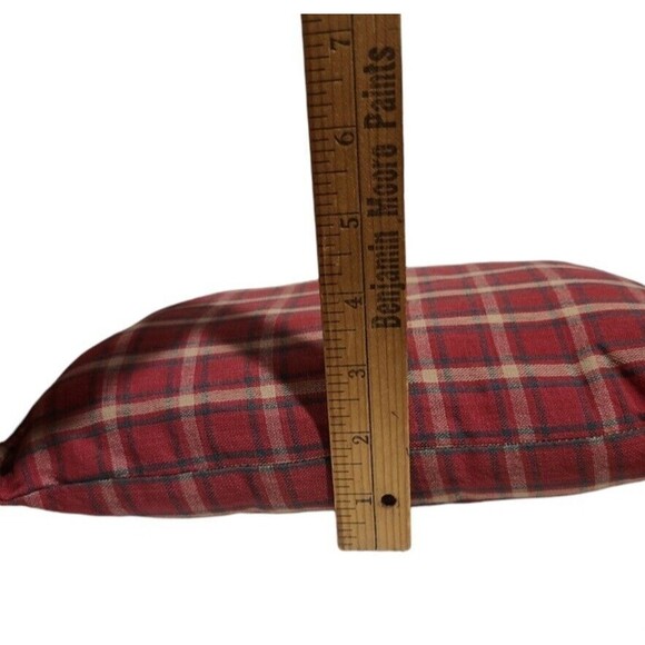 Vtg Primitive Christmas Red Plaid Handmade Gingerbread Throw Pillow Rustic Decor - Picture 9 of 9